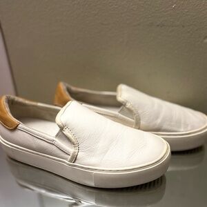 UGG White and Tan Slip-On Sneakers